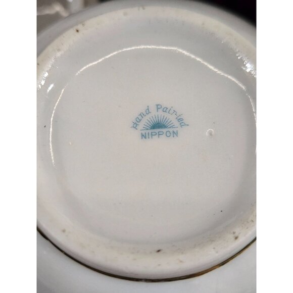 Antique Nippon Hand-Painted Creamer & Sugar Bowl Set Floral Design - Picture 9 of 10